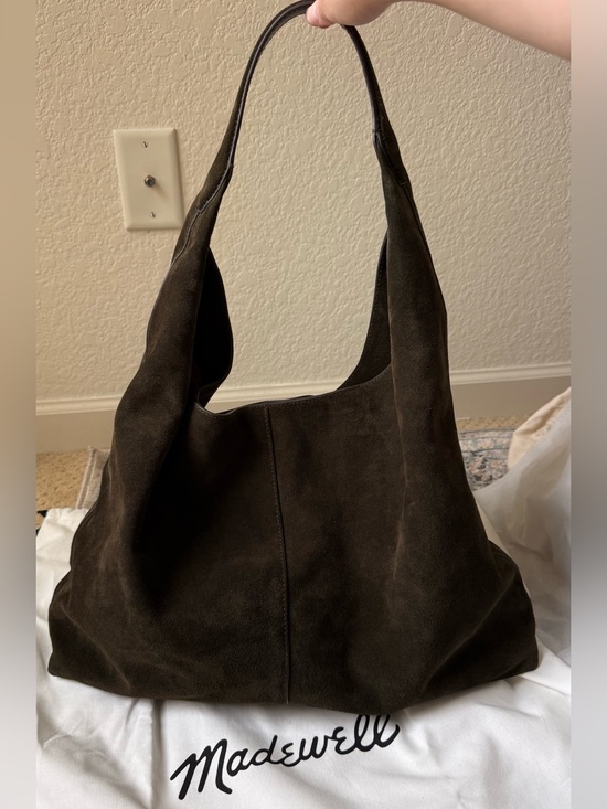 Madewell Handbags - Madewell Slouchy Large Green Suede Hobo Leather Tote